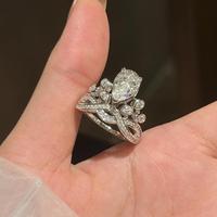 Bague en argent sterling S925 avec moissanite en forme de goutte, bande torsadée, sertissage pavé, couleur D, ensemble de bijoux pour femme, bijoux fins, vente en gros