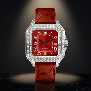 Montre automatique mécanique GEZFEEL avec cadran carré en moissanite, verre saphir et bracelet en cuir, étanche 5 bars - Product Image 6
