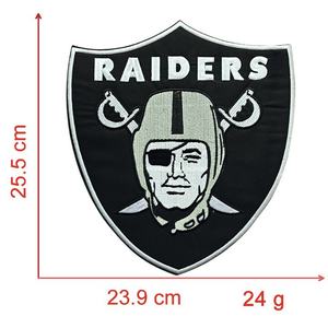 Raiders nero 10 pollici di grandi dimensioni 25cm Logo ricamato Patch di ferro su tessuto di alta qualità per la borsa indumento - Product Image 4