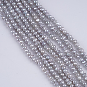 Vente en gros d'usine, perles d'eau douce naturelles grises en forme d'œuf de 18 cm, perles en vrac de 3,5 à 4 mm, matériau pour accessoires - Product Image 1