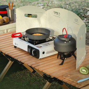 Étagère <span class=keywords><strong>de</strong></span> rangement <span class=keywords><strong>de</strong></span> cuisine pliable en métal moderne pour l'extérieur avec pare-vent, protection contre les éclaboussures d'huile, déflecteur anti-éclaboussures, protection pour cuisinière à <span class=keywords><strong>gaz</strong></span> - Product Image 5