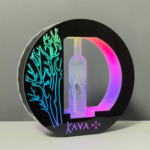 Illuminated Acrylic Wine Rack Round <b>Led</b> Lighted For Party Display With Iridescent <b>Light</b> <b>Bar</b> - Product Image 2