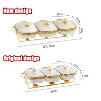 Plat Chauffant Céramique Vente Directe Usine, Ensemble Buffet avec Assiettes en Porcelaine pour Aliments, Chauffage Alimentaire 3-en-1 avec Couvercle en Verre