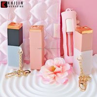 Tube de brillant à lèvres personnalisé 5ml 15g 6ml 3.5g, contenant vide carré en plastique, emballage cosmétique avec pendentif en silicone