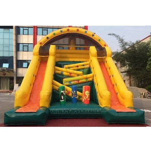 Công Viên Giải Trí Sự Kiện Inflatable Zigzag Leo Khô <span class=keywords><strong>Slide</strong></span> Vàng Trượt Trượt Nước Kép Để Bán - Product Image 2