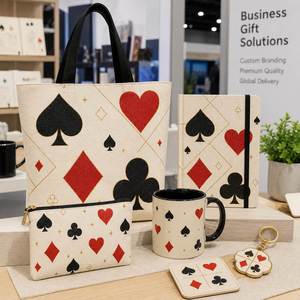 Kit de Regalo con Artículos Promocionales con Símbolos de Cartas, Bolsa de Mano, Posavasos, Cuaderno y Empaque Personalizado para Eventos - Product Image 2