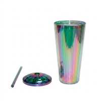 Bouteille d'eau en plastique texturé de 600 ml avec couvercle à paille rabattable, sans BPA, qualité alimentaire, double paille, tasse portable – Vente en gros
