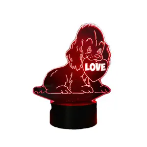 Dropshipping lampu cahaya malam LED liburan warna-warni ilusi optik 3D bentuk cinta hati untuk pernikahan atau sepadan