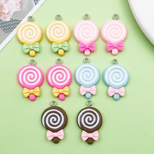 Colorful Resin Lollipop Pendant Charms With <b>Bow</b> For DIY Jewelry Accessories Unisex Gift Fashion Pendants - Product Image 1