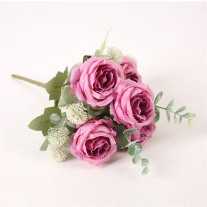 Bouquet de roses artificielles en gros, fleurs artificielles, décoration de mariage, décoration de la maison, 5 têtes, rose en soie - Product Image 3
