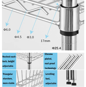 כיתה תעשייתית ארבע שכבה מגולוון מתכווננת חוט פלדה מערכת מודולרית עבור אנטי-סטטיים מפעלים - Product Image 4
