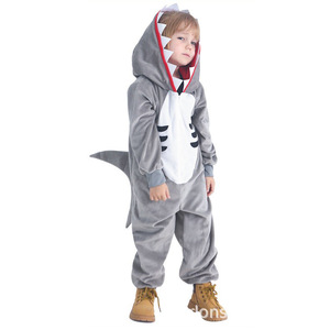 Disfraz de tiburón para niñas, traje de actuación para escenario, color gris con ribete rosa - Product Image 4