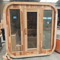 Sauna Compacta de Madera para 1-6 Personas, Uso en Exteriores, Sauna de Espectro Completo con Luz LED y Control Digital de Temperatura
