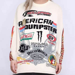 Sweat-shirt gaufré imprimé lettres vieillies, 280g, style rétro américain, unisexe, coupe ample décontractée, manches longues, couche de base - Product Image 3