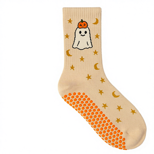 Calcetines de Yoga con Diseño Personalizado de Letras para Halloween, 100% Algodón, Tejidos, Transpirables, Gruesos, para Pilates y Yoga, con Logotipo en el Puño - Product Image 4