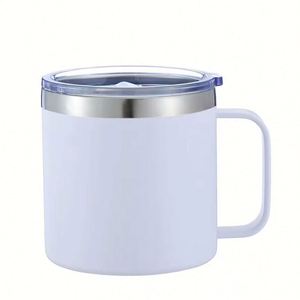 Gobelet à café isotherme en acier inoxydable à double paroi avec poignée et couvercle, personnalisable avec logo, pour le camping, 12 oz et 14 oz - Product Image 6