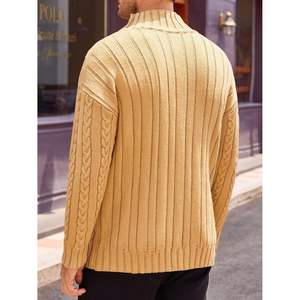 Jersey de cuello alto de punto de Cable de gran tamaño para hombre 2025, suéter informal de manga larga para invierno, suéteres retorcidos estampados de Cachemira para otoño - Product Image 1