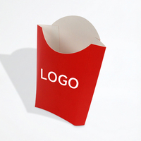 Boîte à frites en papier jetable avec logo personnalisé, cuvette en papier anti-graisse rouge pour frites, nuggets de poulet, emballage de snacks