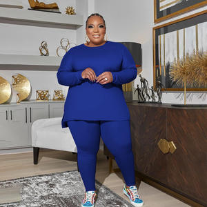 Nuovo arrivo <span class=keywords><strong>taglie</strong></span> forti donna <span class=keywords><strong>abbigliamento</strong></span> autunno moda donna tinta unita comodo tessuto ad alta elasticità Set casa - Product Image 6