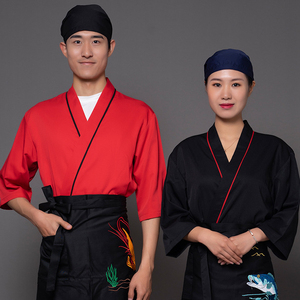 เสื้อเชฟซูชิแบบยูนิเซ็กซ์ แขน 3/4 ชุดกิโมโนเชฟญี่ปุ่น ชุดยูนิฟอร์มร้านอาหารสำหรับผู้ชายและผู้หญิง - Product Image 6