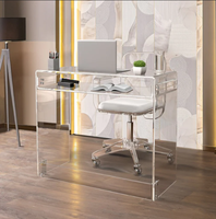 Bureau d'ordinateur en acrylique transparent - Bureau d'écriture moderne avec étagère de rangement pour le bureau à domicile