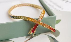 Bracelet tennis en or jaune 18 carats pour femmes, saphirs naturels multicolores, Xinfly - Product Image 3