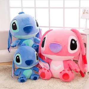 25-55cm Cute Large Stitch Angel Plush Toy Anime Surrounding Plush Fill Doll Throw Pillow For Children And Girls Birthday Gift