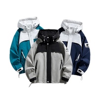 Blouson bomber tendance coréen color-block pour homme, coupe ample, col montant, idéal pour le printemps/automne, veste de sport d'extérieur coupe-vent pour la randonnée