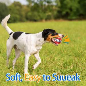 Çevre dostu gıcırtılı kauçuk köpek oyuncaklar yumuşak kabarık Fetch topları interaktif çiğnemek diş temizleme dayanıklı - Product Image 5