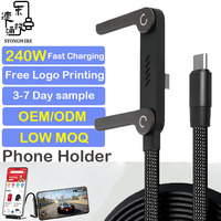 Nouveau câble de charge rapide 240W 2026 avec support de téléphone, câble tressé en nylon USB C Type C, câble de données PD3.1 avec puce E-MARKER pour iPhone 17