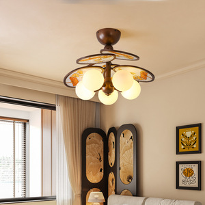 Lustre LED multi-têtes de style vintage, éclairage domestique avec abat-jour émaillés, design esthétique de la dynastie Song - Product Image 2