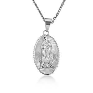 Guadalupe Filigree เคร่งศาสนา <span class=keywords><strong>Virgin</strong></span> <span class=keywords><strong>Mary</strong></span> <span class=keywords><strong>Medallion</strong></span> จี้สแตนเลสกันน้ำสร้อยคอเครื่องประดับแฟชั่นสำหรับผู้หญิง - Product Image 3