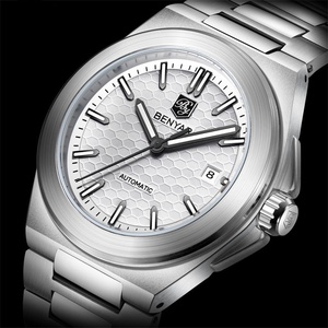 Reloj de pulsera mecánico automático luminoso para hombre, esfera verde con diseño de panal, correa de acero inoxidable, resistente al agua, calendario, reloj deportivo - Product Image 2
