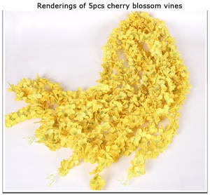 Senmasine 14 colori disponibili ghirlande artificiali fiori fiori ciliegio vite per la casa di nozze appeso decorazione finto Sakura - Product Image 4