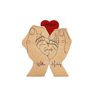 Adorno de madera con forma de corazón para mesa, regalo para el Día de la Madre, rompecabezas con nombre familiar, 1 unidad - Product Image 5