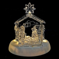 Boîte à musique en verre avec scène de la Nativité de Jésus en cristal lumineux, décoration de Noël, boîte à musique LED, ensemble musical de la Nativité