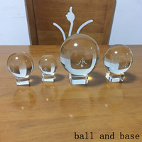 Vente en gros de sphères de cristal polies écologiques et de supports en verre en forme de trapèze pour la décoration de la maison