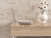 Pierre naturelle de tuile de mosaïque de conception blanche du travertin 3D pour la décoration d'intérieur de mur