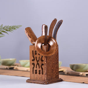 Boîte à <span class=keywords><strong>thé</strong></span> en bois de style chinois vintage, double bonheur creux, semi-circulaire carrée - Product Image 6