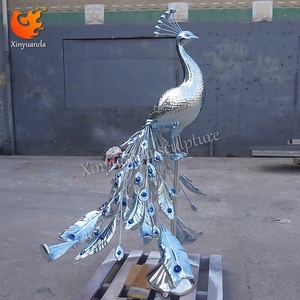 Mirror Effect Fiberglass <strong>Peacock</strong> <strong>Sculpture</strong>, Hotel Lobby Luxury Decor, High-End Club Floor Art Ornament - Product Image 5