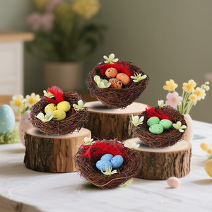Nido di Uccello in Vimini Artificiale per Pasqua, Decorazione per Giardino con Uova Pasquali - Product Image 5