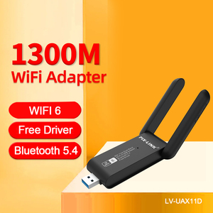 PIX-LINK OEM Fábrica de alta velocidad de doble banda 1300Mbps Tarjeta de red inalámbrica UAX11D WiFi 6 Adaptador <span class=keywords><strong>USB</strong></span> con Bluetooth5.4 para PC - Product Image 3