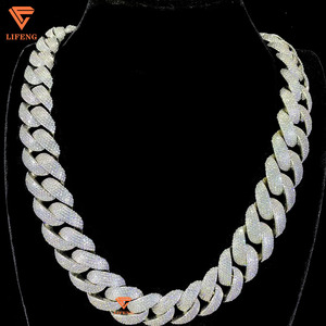 Pesado grueso <span class=keywords><strong>Miami</strong></span> cadena de eslabones cubanos 22mm 5 filas Gra chapado en oro Iced Out VVS Moissanite collar 925 Plata Hiphop joyería para hombres - Product Image 2