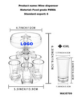 Vente Flash Jeu de Bar Cadeau de Fête Distributeur Verseur à Liqueur en Verre Transparent pour 6 Shots Whisky Bière et Support Distributeur de Vin Automatique