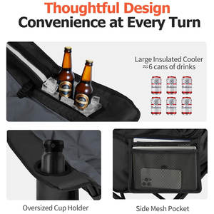 كرسي كبير الحجم 450 رطل مع حامل أكواب جيب جانبي مع دعم كرسي التخييم للخدمة الشاقة للبالغين - Product Image 2