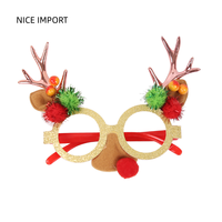 Lunettes de Noël style bois de cerf rouges, décoration de fête de Noël pour couples et enfants, monture de lunettes de Noël