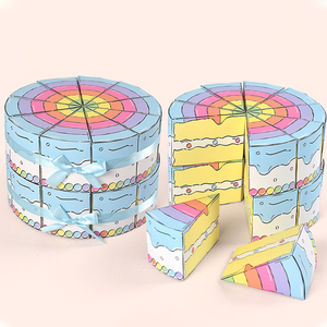 Set di 10 Scatole a Forma di Torta Triangolare per Dolci e <span class=keywords><strong>Caramelle</strong></span>, Confezioni Regalo Rosa e Blu per Cioccolatini, Decorazioni per Feste di Compleanno - Product Image 1