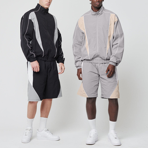 Conjunto Deportivo KIingSen OEM para Hombre, Primavera-Verano, 100% Nailon, Impermeable, Chaqueta y Pantalones Cortos Bordados, Cortavientos, para Correr - Product Image 1