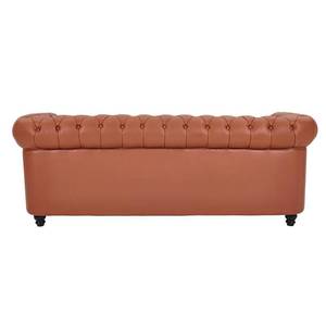 Canapé d'angle deux places en cuir véritable, inclinable, design moderne, marron - Product Image 3