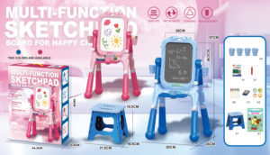 Juguete Educativo para Niños, Pizarra Vertical 4 en 1 con Silla, Mesa de Baloncesto para Niños, Rompecabezas, Dibujo Artístico - Product Image 6